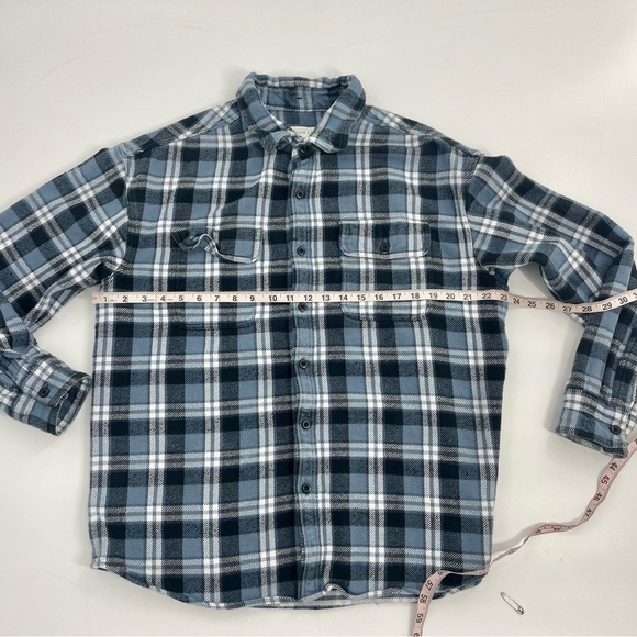 American Eagle Outfitters Men's Large Thick Flannel Shacket Blue Plaid Cabincore - Picture 10 of 11